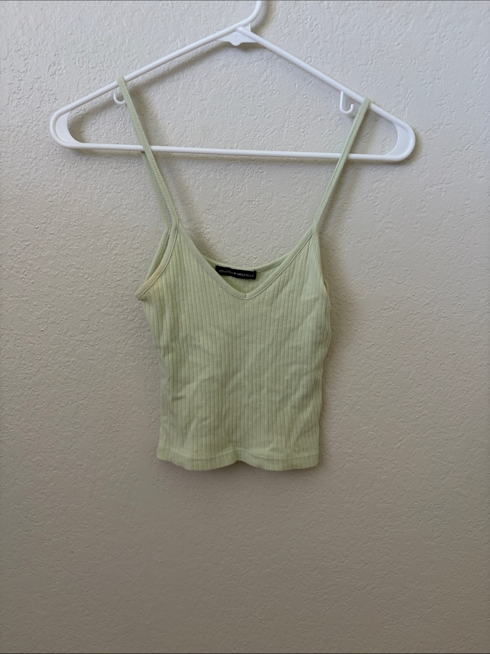 a new day Light Green Ribbed V-Neck Spaghetti Strap Tank